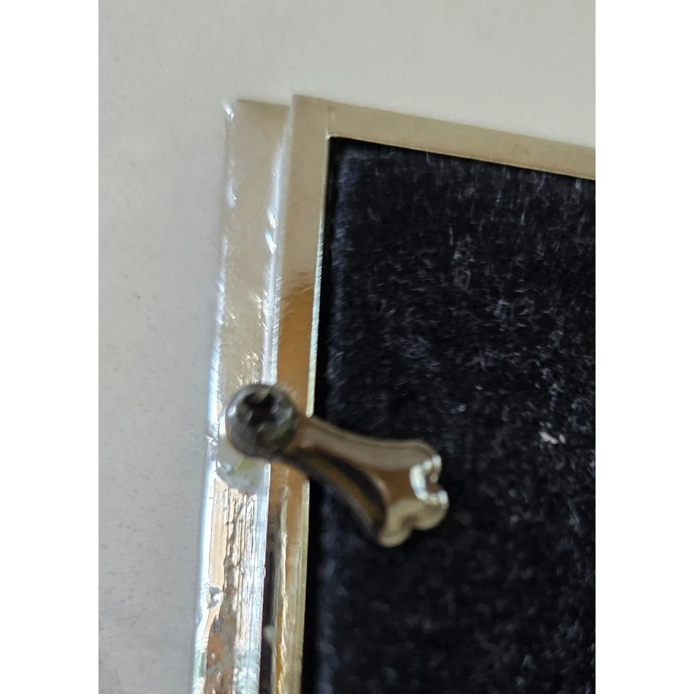 Two's Company Silver Jeweled Picture Frame Yellow Citrine Crystals Velvet‎ Back